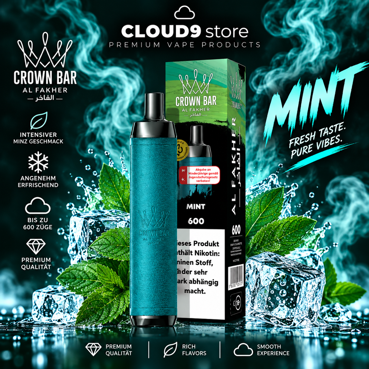 Al Fakher Crown Bar 600 – Simply Mint