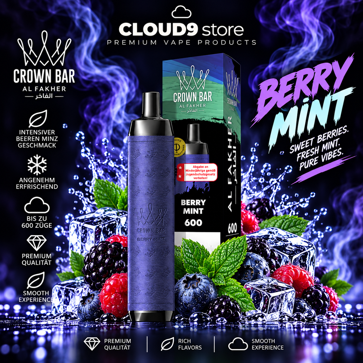 Al Fakher Crown Bar 600 – Berry Mint