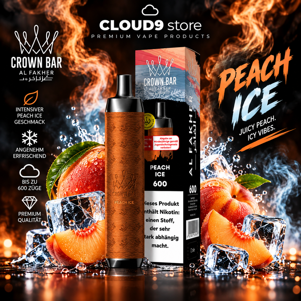 Al Fakher Crown Bar 600 Peach Ice – CLOUD9store