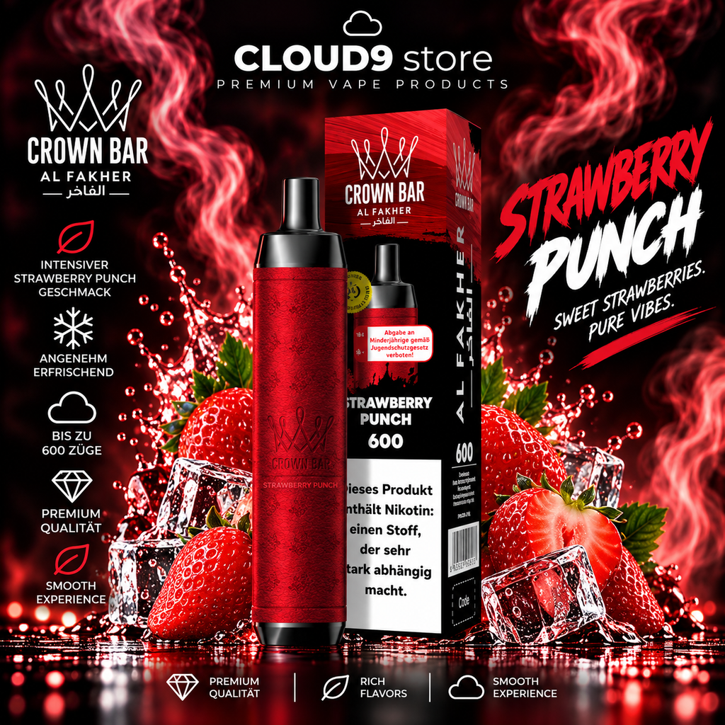 Al Fakher Crown Bar 600 Strawberry Punch – CLOUD9store