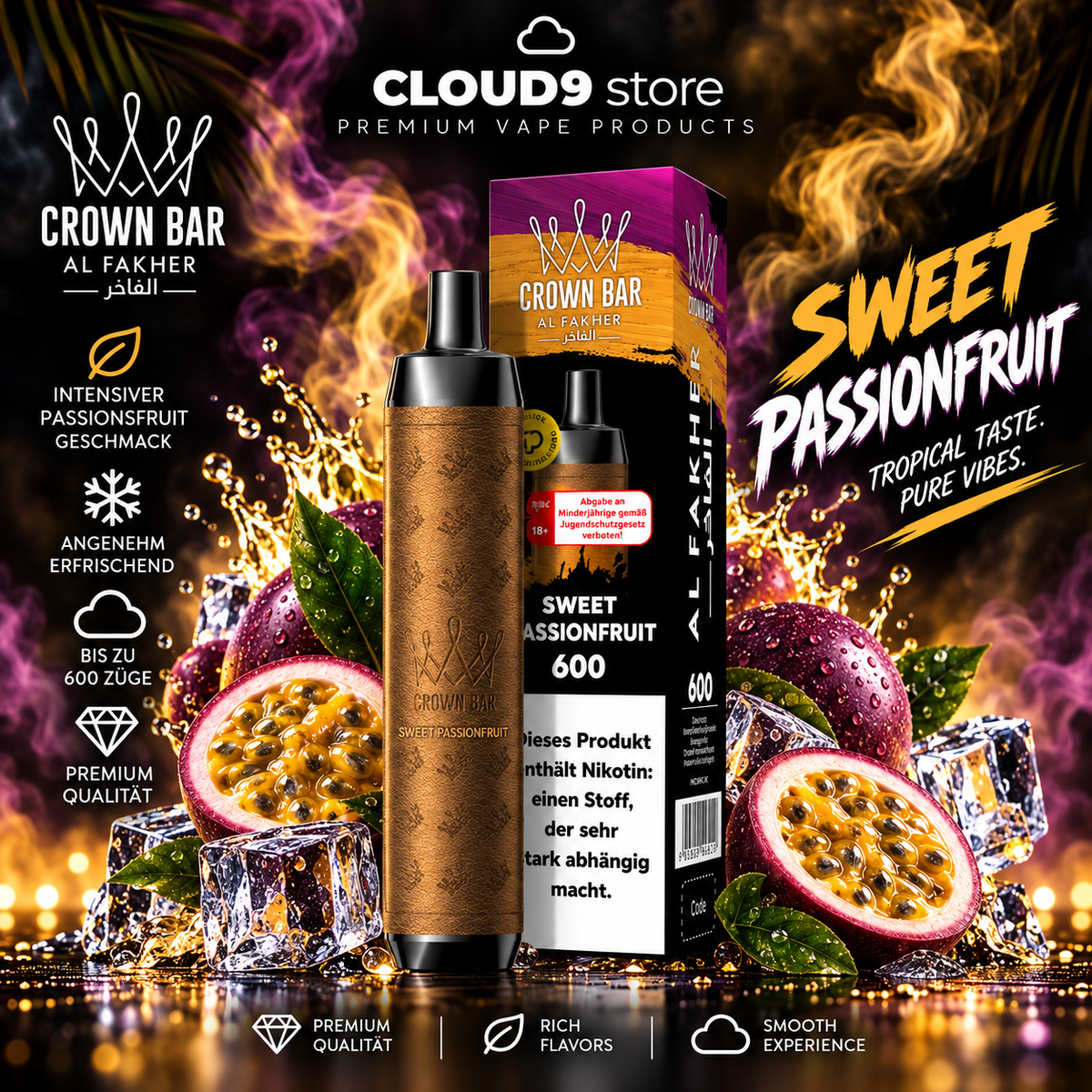 Al Fakher Crown Bar 600 Sweet Passionfruit – CLOUD9store