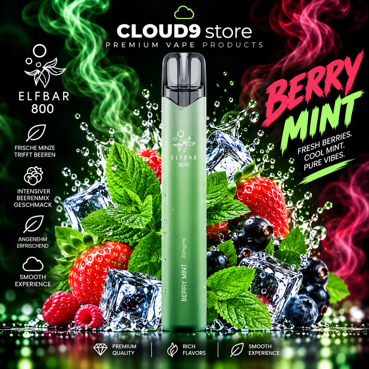 ELFBAR 800 Berry Mint – CLOUD9store