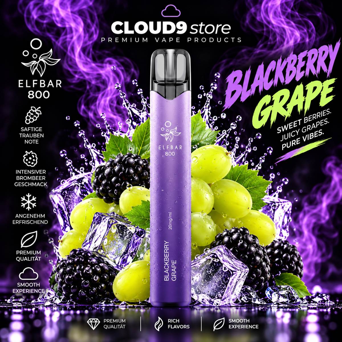 ELFBAR 800 Blackberry Grape – CLOUD9store