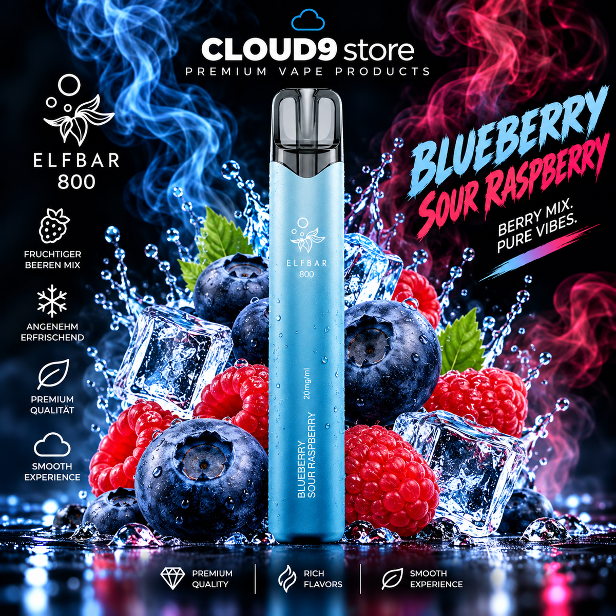 ELFBAR 800 Blueberry Sour Raspberry – CLOUD9store