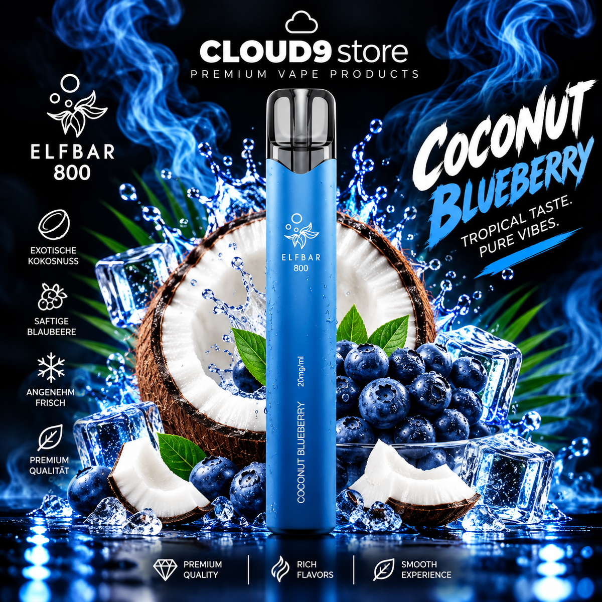 ELFBAR 800 Coconut Blueberry – CLOUD9store