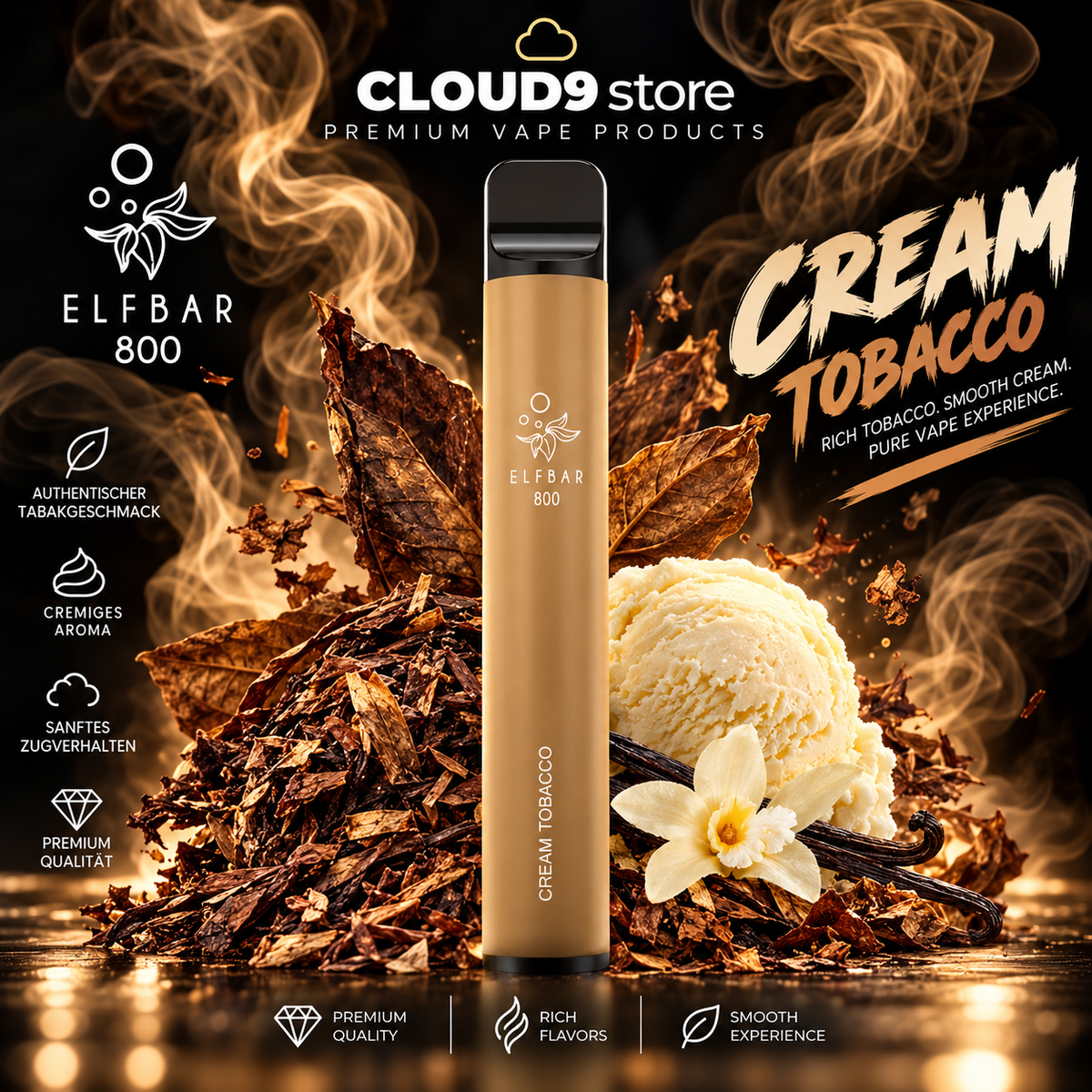 ELFBAR 800 Cream Tobacco – CLOUD9store