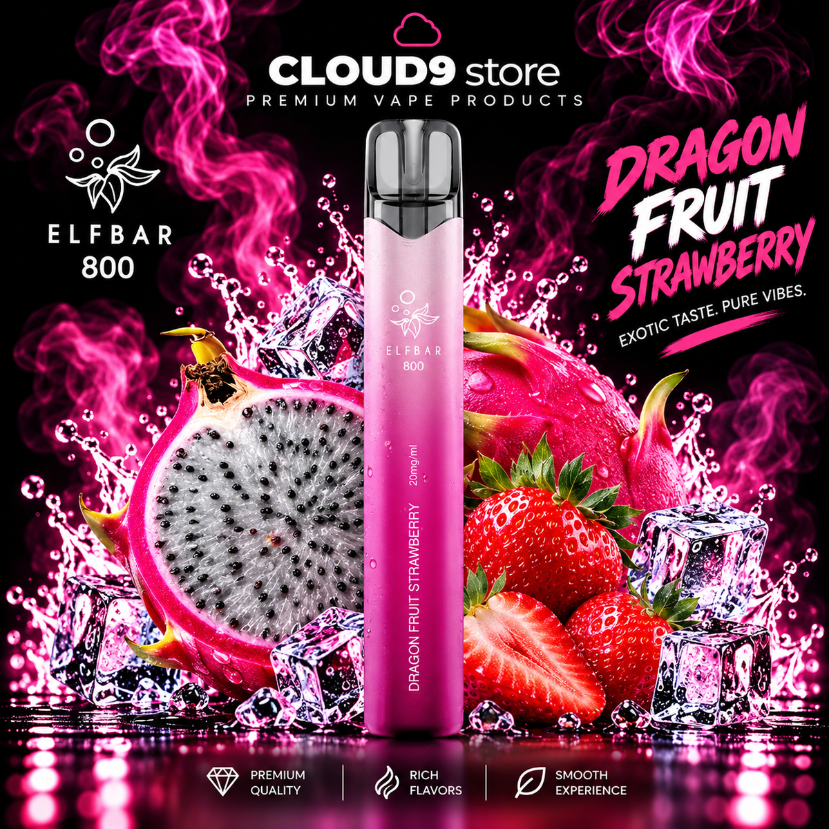 ELFBAR 800 Dragon Fruit Strawberry – CLOUD9store