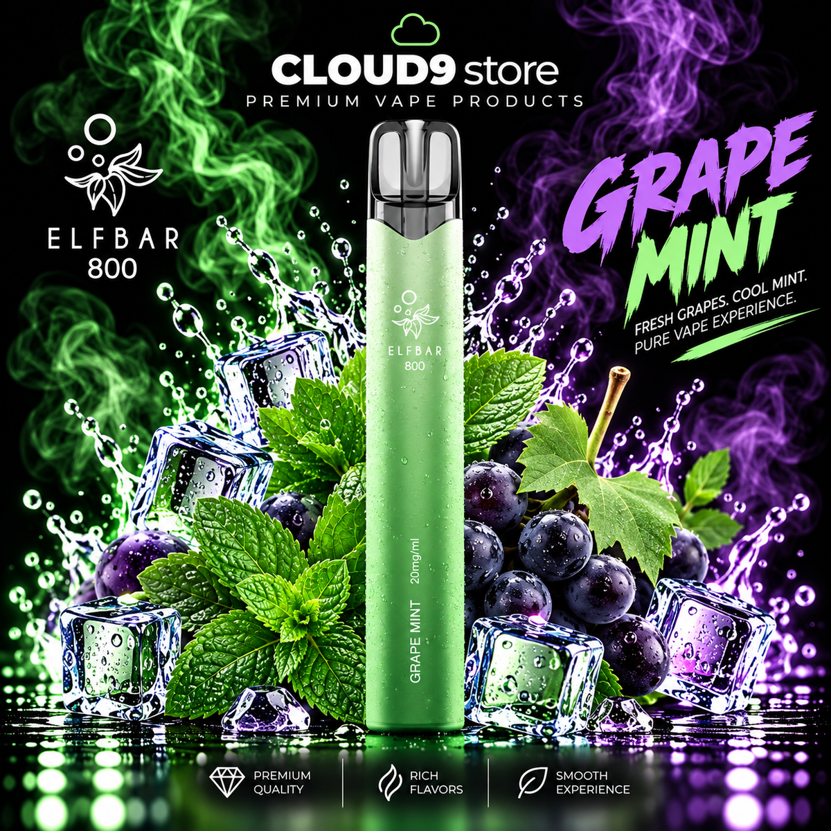ELFBAR 800 Grape Mint – CLOUD9store