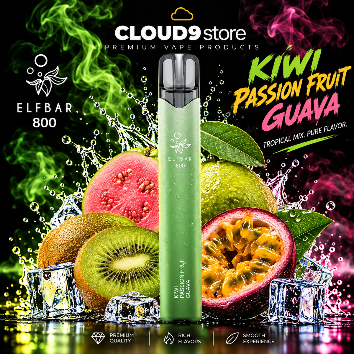 ELFBAR 800 Kiwi Passion Fruit Guava – CLOUD9store