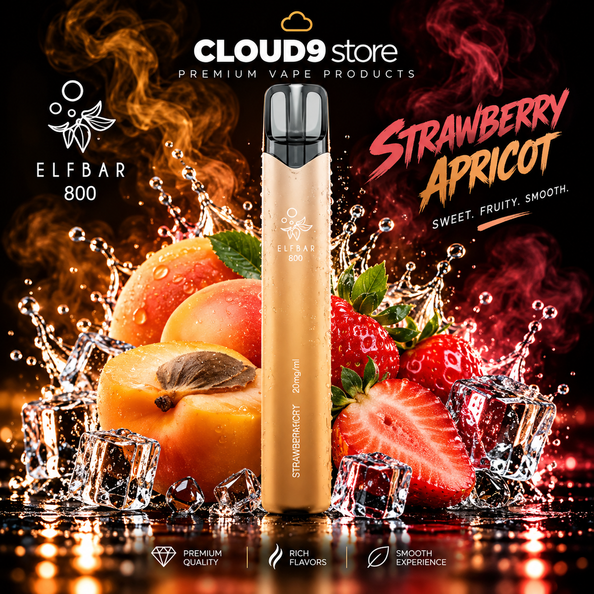ELFBAR 800 Strawberry Apricot – CLOUD9store