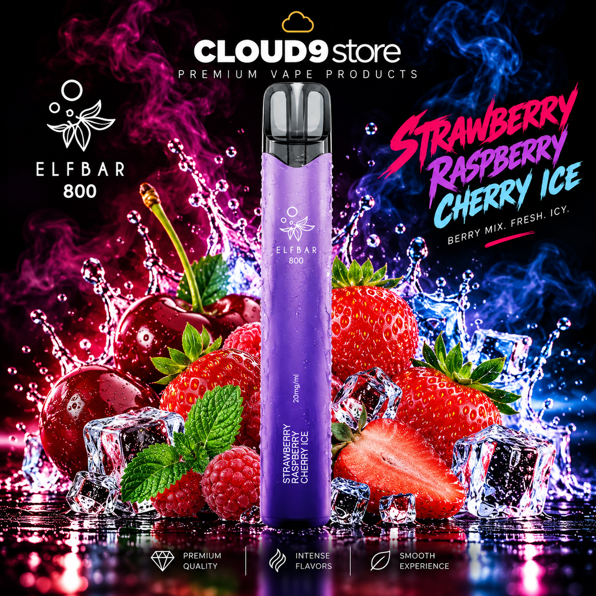 ELFBAR 800 Strawberry Raspberry Cherry Ice – CLOUD9store